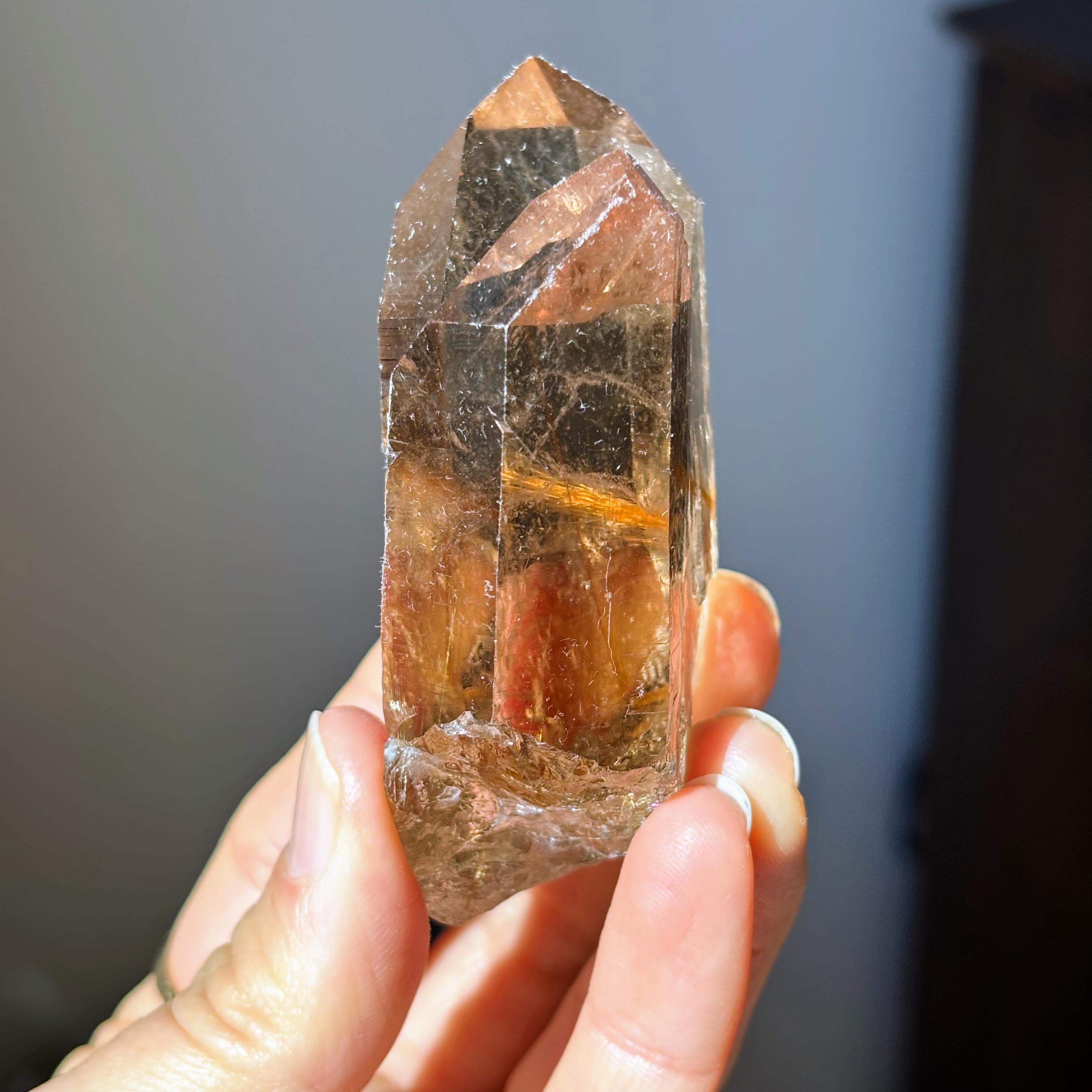 天然ルチルスモーキークォーツポイント - Etsy 日本