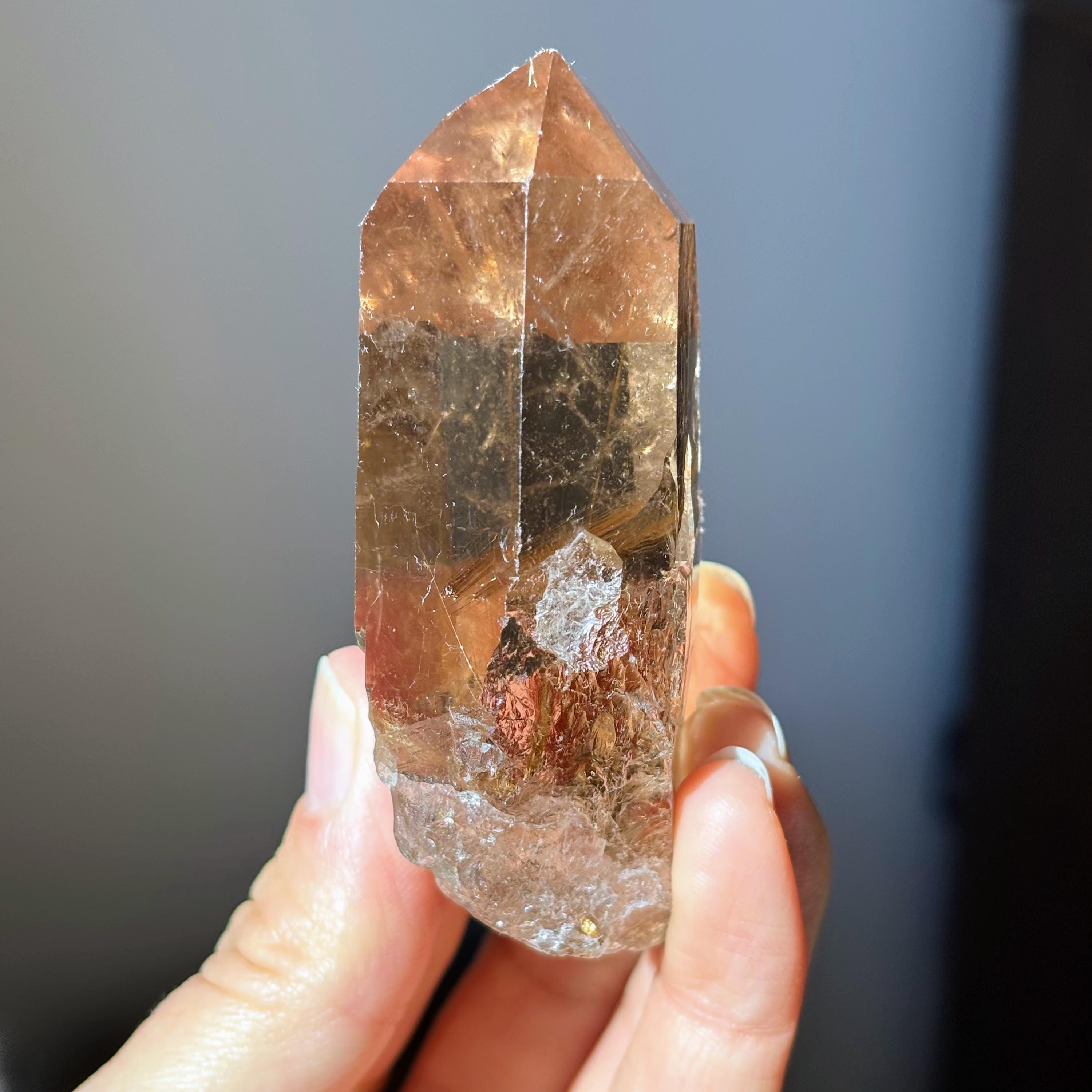 天然ルチルスモーキークォーツポイント - Etsy 日本