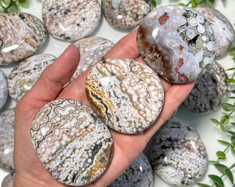 Large Ocean Jasper Palm Stones / Orbicular Ocean Jasper Crystals / Pink, Purple, White, Yellow, Green, Blue, Orange Ocean Jasper