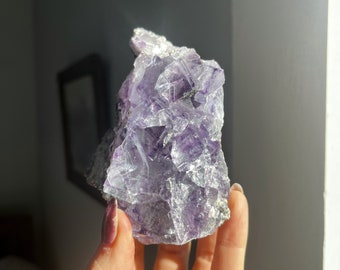 Rare Yaogangxian Purple Phantom Fluorite In Matrix / Yaogangxian Mine, Hunan China / Purple Zoned Cubic Pattern Fluorite