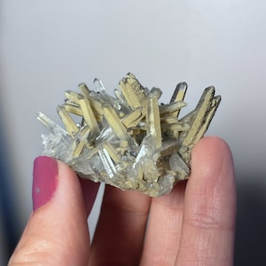 Combination Mineral Quartz Specimens from Bulgaria / Green Chlorite Quartz Crystal / Galena and Calcite
