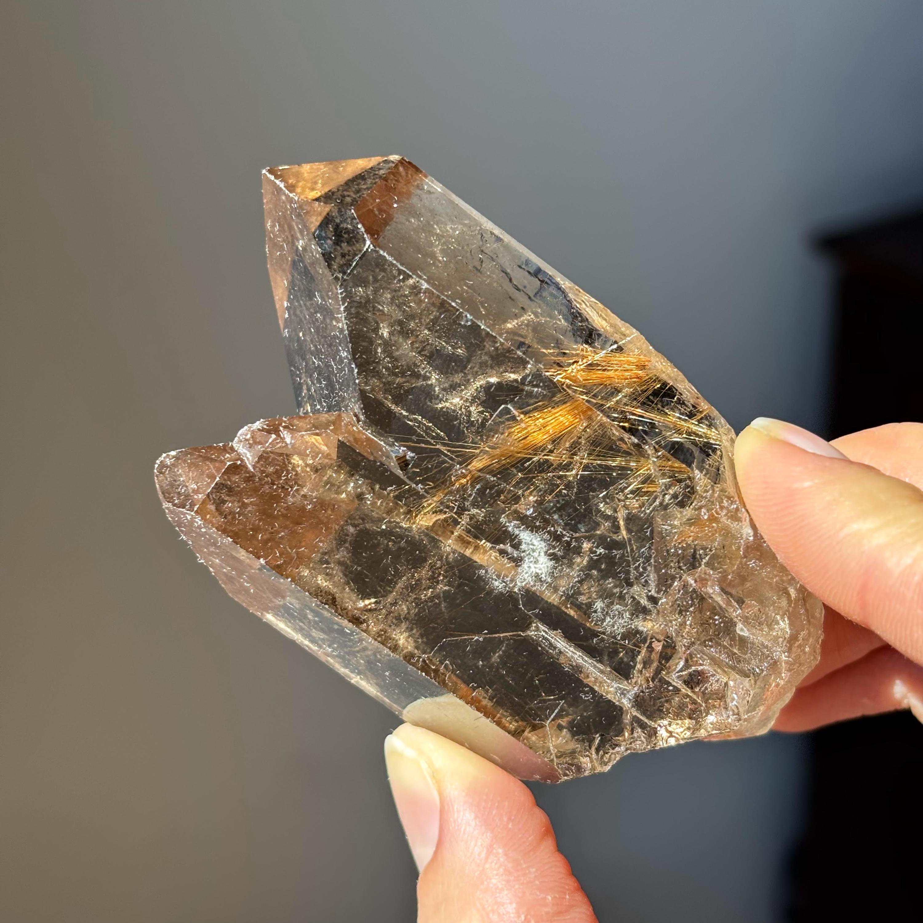 天然ルチルスモーキークォーツポイント - Etsy 日本