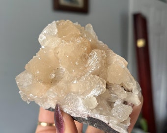 Peach Stilbite with Sparkly Apophyllite / Unique Zeolite Specimen