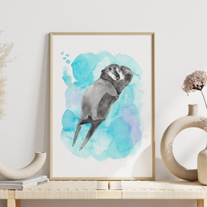 Otter couple print PRINTABLE wall art Animal couple in love Gifts for 1st Anniversary Cute bedroom decor River otter print Romantic wall art