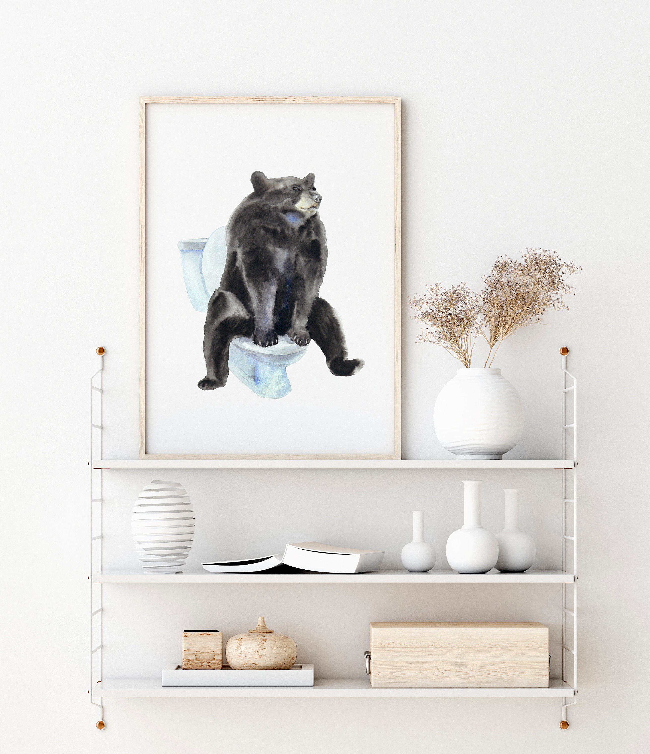 UUENPIH Lustiges Badezimmer-Poster „Möwe & Toilettenpapier“ – 40,6x61 Cm, Leinwanddruck