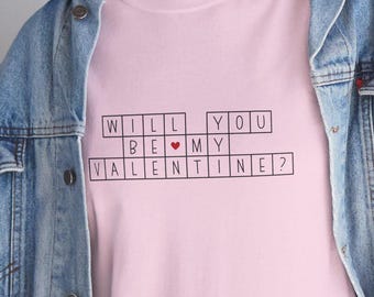 Will You Be My Valentine, Valentine's Day Unisex Tee, Romantic Shirt Gift, Love Heart Graphic T-Shirt, Couples Apparel