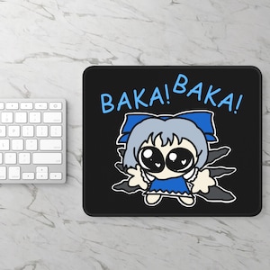 Gaming Mouse Pad, Touhou Cirno Baka Baka Design, Anime Desk Mat, Gaming Accessories, Cute Mousepad