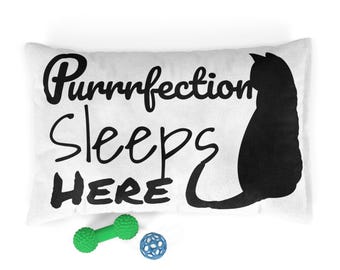 Cat Bed, 'PURRRFECTION SLEEPS HERE' Large Cat Bed, Kitten Bed, Cozy Kitty Lounger, Feline Nap Spot, Cat Furniture, Pet Supply