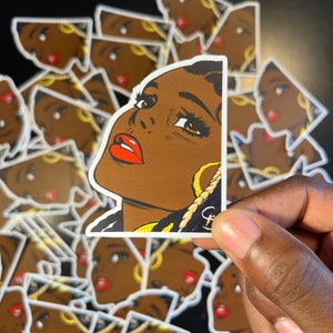 Black Woman Pop Art Comic | Crying Girl Art | Pop Art | Vintage Retro Comics Roy Lichtenstein Style | CUSTOM Vinyl Water Resistant Sticker