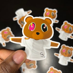 Kanye West Watch The Throne YE Bear CUSTOM Vinyl Water Resistant Sticker Dropout Bear Collectable Yeezy