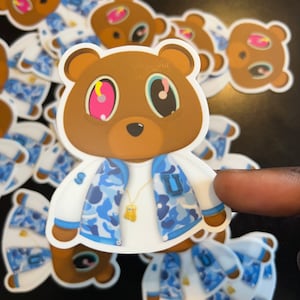 Kanye West Graduation YE Bear CUSTOM Vinyl Water Resistant Sticker Dropout Bear Collectable Yeezy