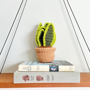 PATTERN: Mini Snake Plant Crochet Pattern, Plant Pattern, Plant Amigurumi, Crochet Plant Pattern, Crochet Potted Plant, Crochet Snake Plant