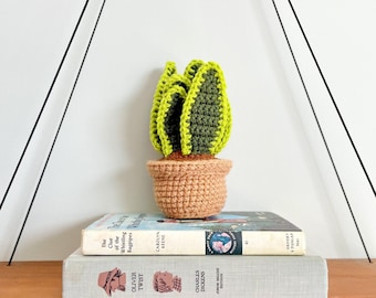 PATTERN: Mini Snake Plant Crochet Pattern, Plant Pattern, Plant Amigurumi, Crochet Plant Pattern, Crochet Potted Plant, Crochet Snake Plant