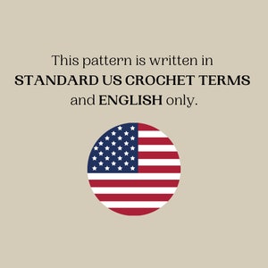 May include: This pattern is written in STANDARD US CROCHET TERMS and ENGLISH only. The image shows a circle with the American flag.
