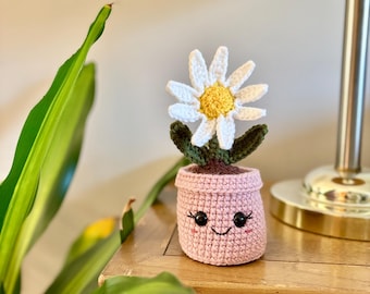 Mini Daisy Buddy Virkmönster: Amigurumi Blomväxt (PDF-mönster)