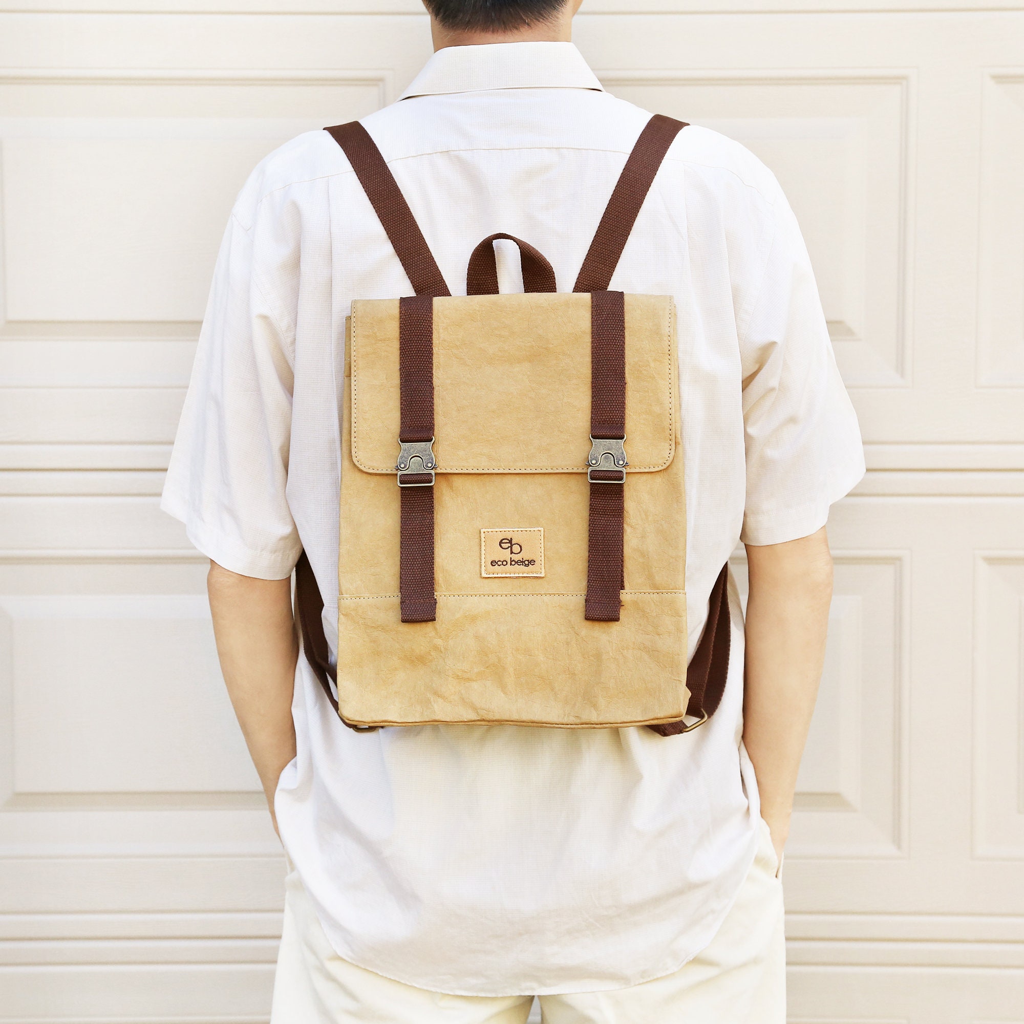 Backpack 100% paper and leather Paper Leather Travel Backpack - Etsy main image 3