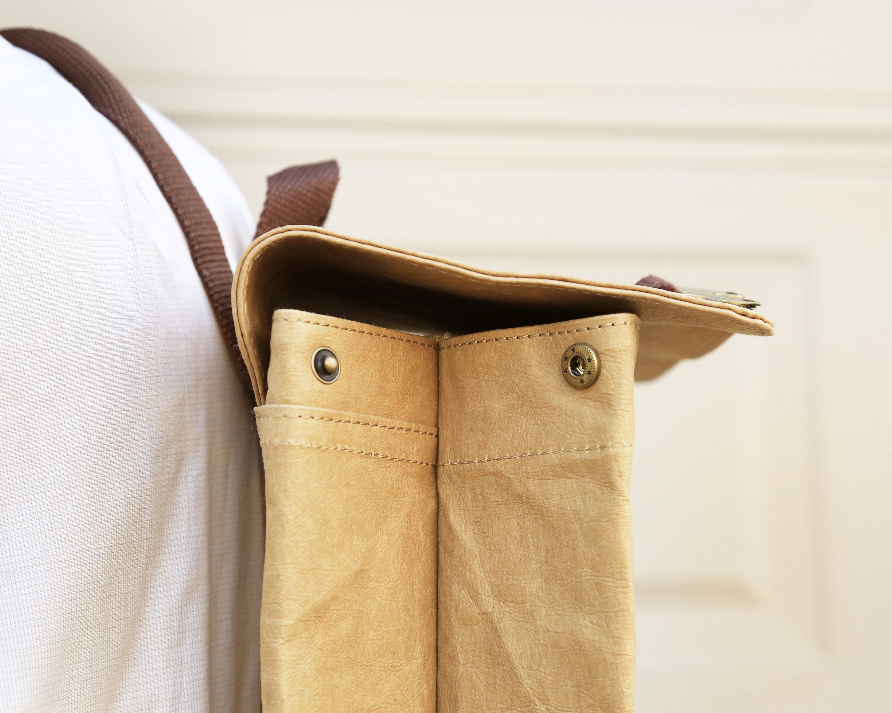 Backpack 100% paper and leather Paper Leather Travel Backpack - Etsy main image 2