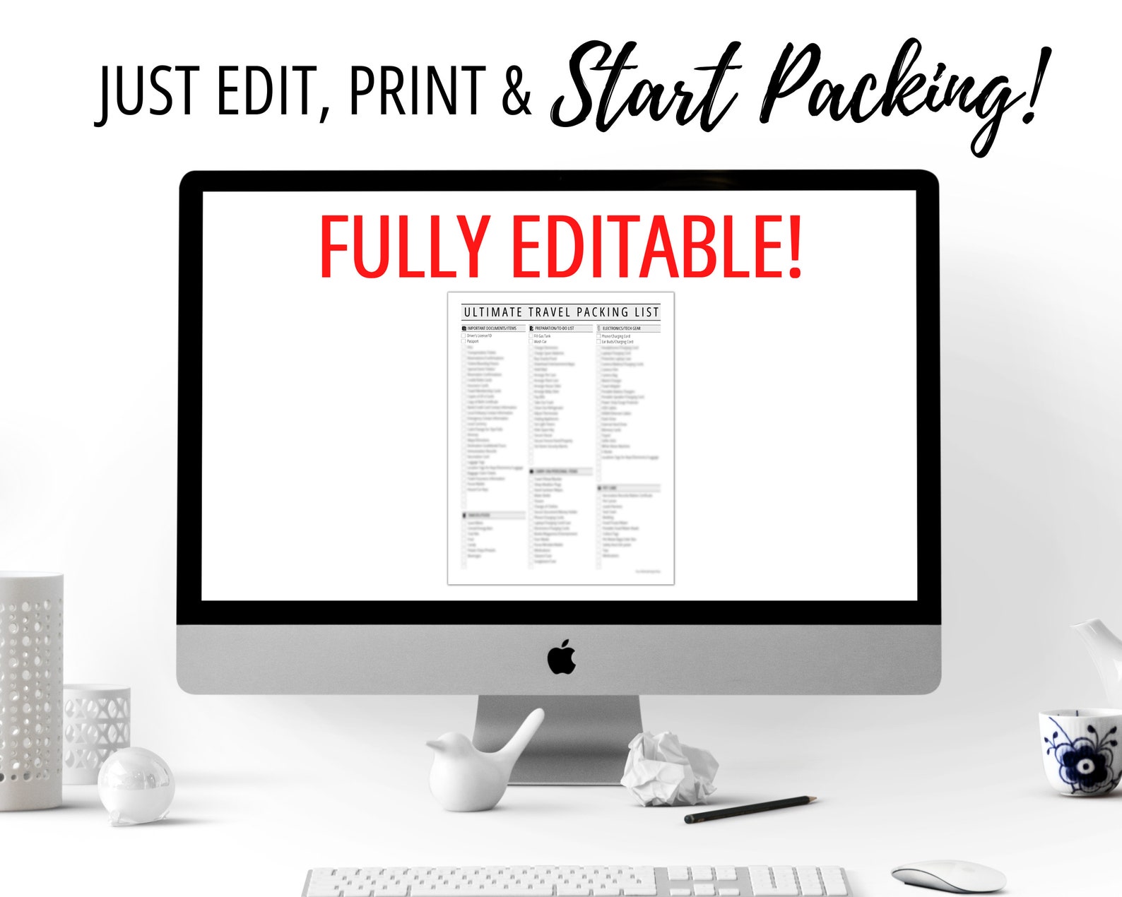 Ultimate Travel Packing List, Printable Packing Planner List Planner ...