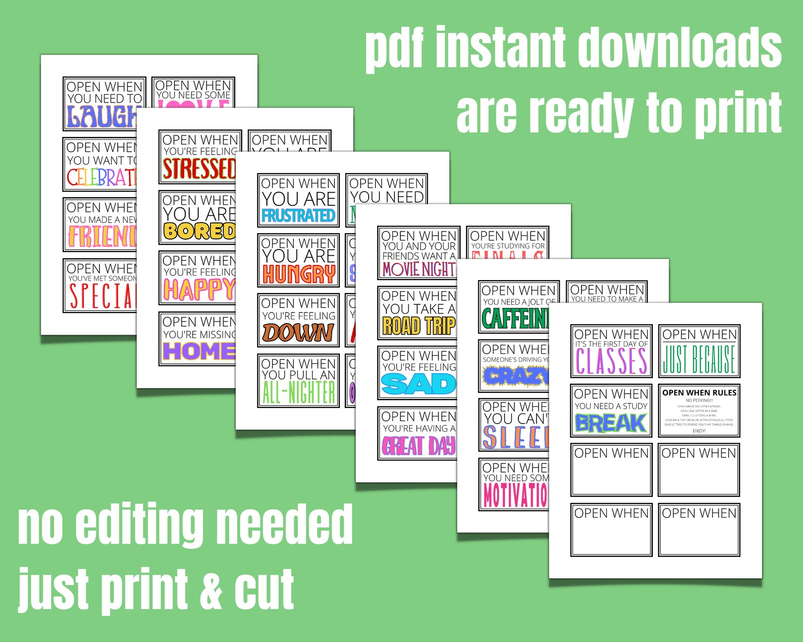 Open When Letters Printable Envelope Labels or Cards College - Etsy