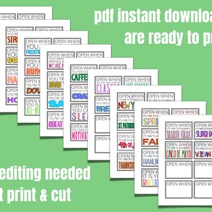 Open When Letters Printable Envelope Labels or Cards College - Etsy