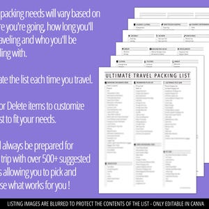 Ultimate Travel Packing List, Printable Packing Planner List Planner ...