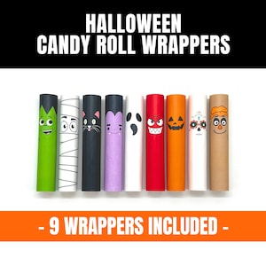 Halloween Candy Roll Wrappers, Printable Chocolate Candy Wrapper, Halloween Party Favors, Trick or Treat Handout, Candy Bar Wrapper Craft