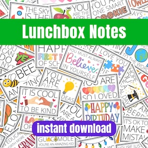 Lunchbox Notes Printable for School Lunches, Field Trip Summer Camp or Back to School Notes, Positive Messages for Girls Boys Daughter Son
