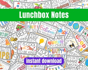 Lunchbox Notes Printable for School Lunches, Field Trip Summer Camp or Back to School Notes, Positive Messages for Girls Boys Daughter Son