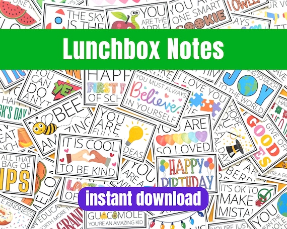 Lunchbox Notes Printable for School Lunches, Field Trip Summer Camp or Back to School Notes, Positive Messages for Girls Boys Daughter Son