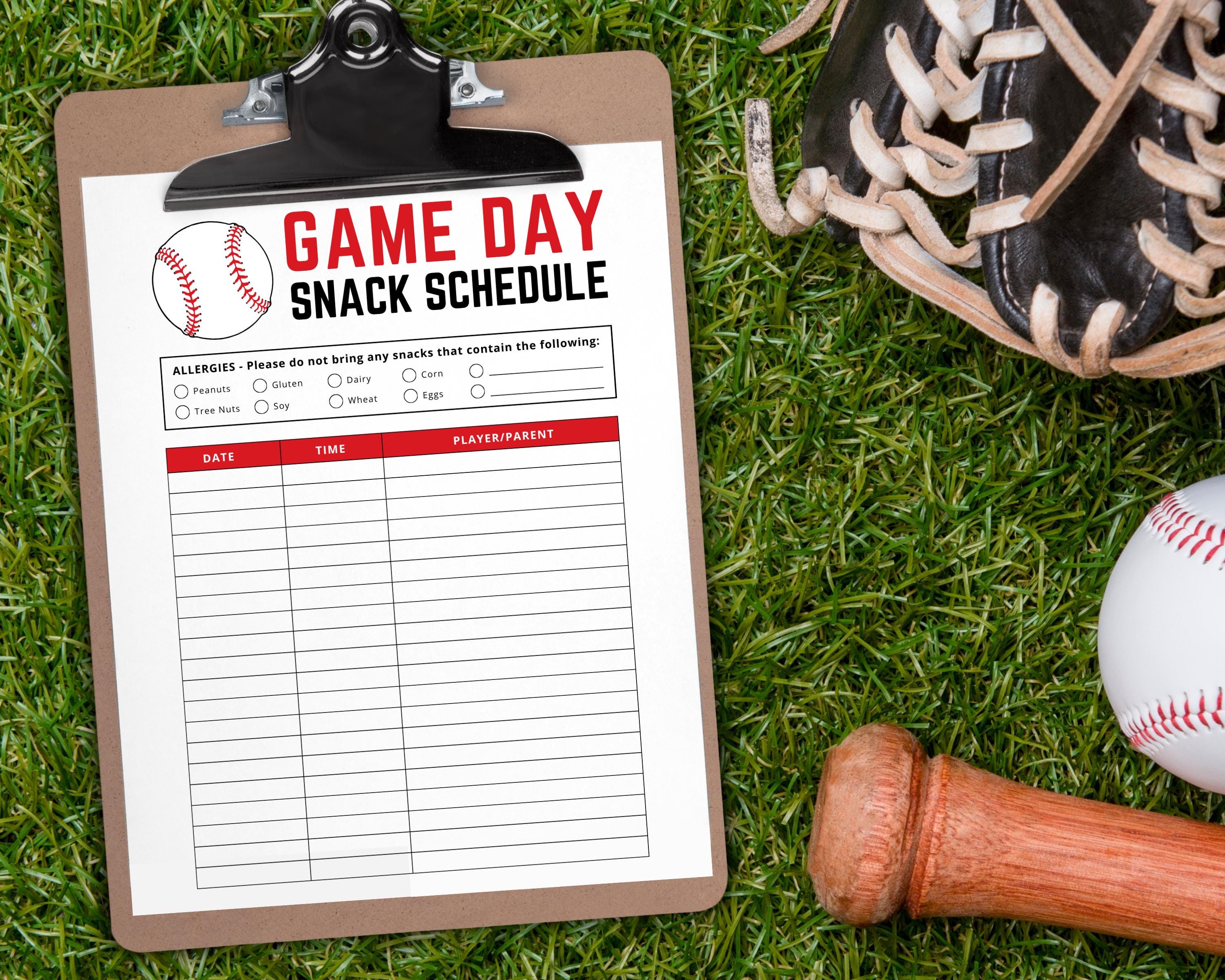 EDITABLE Baseball Snack Schedule Sign up Sheet, Baseball Team Tball ...