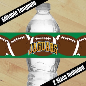 Editable Football Water Bottle Wrapper, Goodie Bag Party Favors, Great Football Mom Kids Teams & Coaches, Team Mom Sports Theme Printable