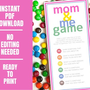 Mother's Day Mom and Me Game Printable, Treat Card, Great for School ...