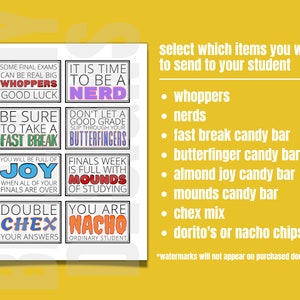 Finals Care Package Tags, Printable Gift Tags for Students, College ...