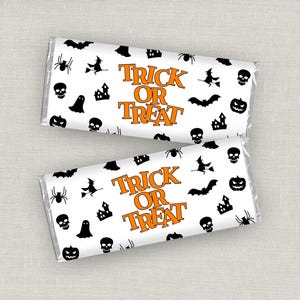 Envoltorio para barras de chocolate de Halloween, envoltorio para barras de chocolate, obsequios para bolsitas de dulces para fiestas, regalos para pedir dulces, regalos para fiestas escolares, envoltorio para dulces imagen 1