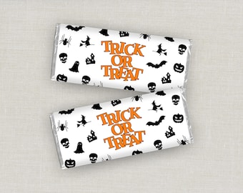 Halloween Candy Bar Wrapper, Chocolate Bar Wrapper, Goodie Bag Party Favors, Trick or Treat Handout, School Party Gift, Candy Treat Wrapper