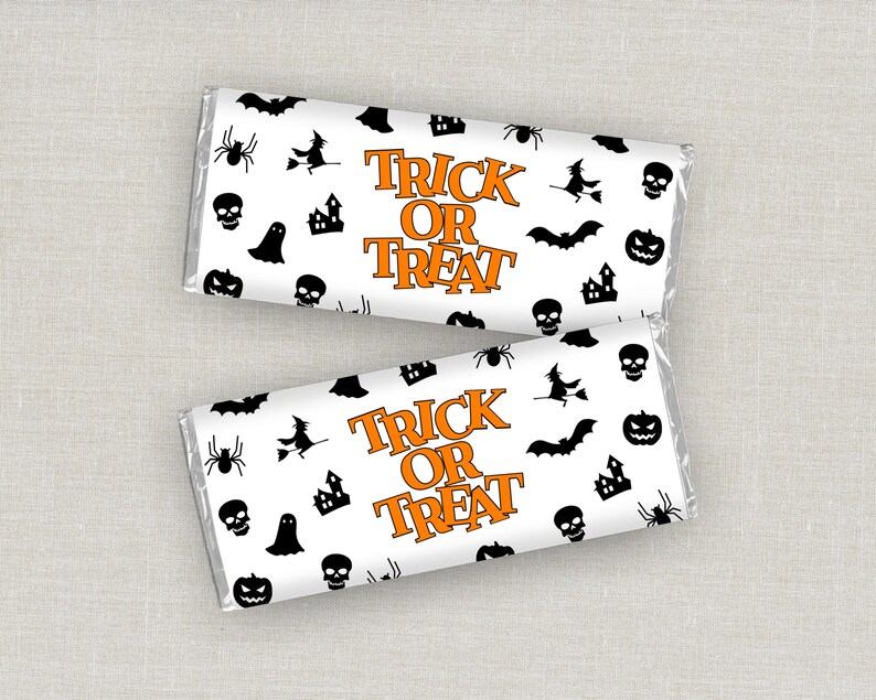 Envoltorio para barras de chocolate de Halloween, envoltorio para barras de chocolate, obsequios para bolsitas de dulces para fiestas, regalos para pedir dulces, regalos para fiestas escolares, envoltorio para dulces imagen 1