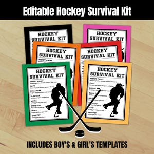 Editable Hockey Survival Kit Tags, Boys & Girls Hockey Game Day Treat Tags, Goodie Bag Tag for Party Favors for Kids Teams Coaches, Game Day