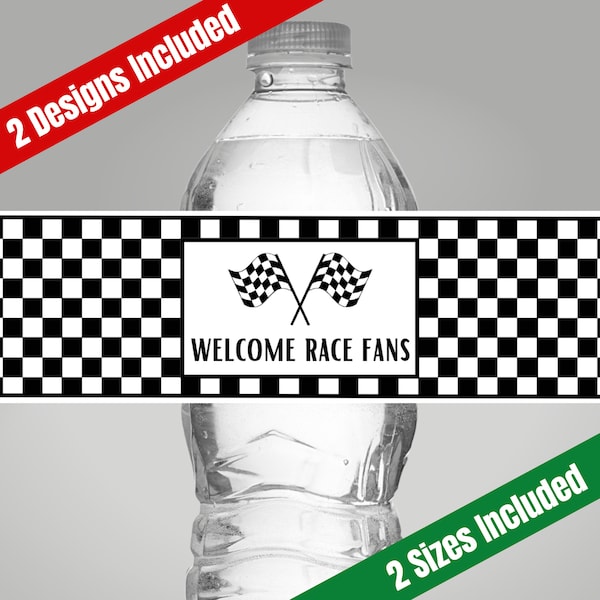 Race Day Water Bottle Wrapper Labels, Race Day Printable Party Favors, Indy Car Grand Prix Formula One, Month of May Celebration Wrappers