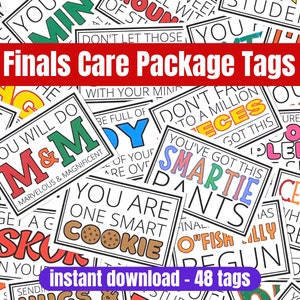 Etichette per pacchi regalo per gli esami finali, etichette regalo stampabili per studenti, kit per pacchi regalo per l'università, kit di sopravvivenza per sostenere i test della settimana degli esami finali, regalo per figlia e figlio