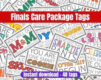 Finals Care Package Tags, Printable Gift Tags for Students, College Care Package Kit, Test Taking Survival Kit College Daughter or Son Gift