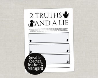 2 Truths and A Lie Teambuilding Icebreaker Game, Office Classroom Team Party Kennismakingsgames voor docenten, coaches en managers
