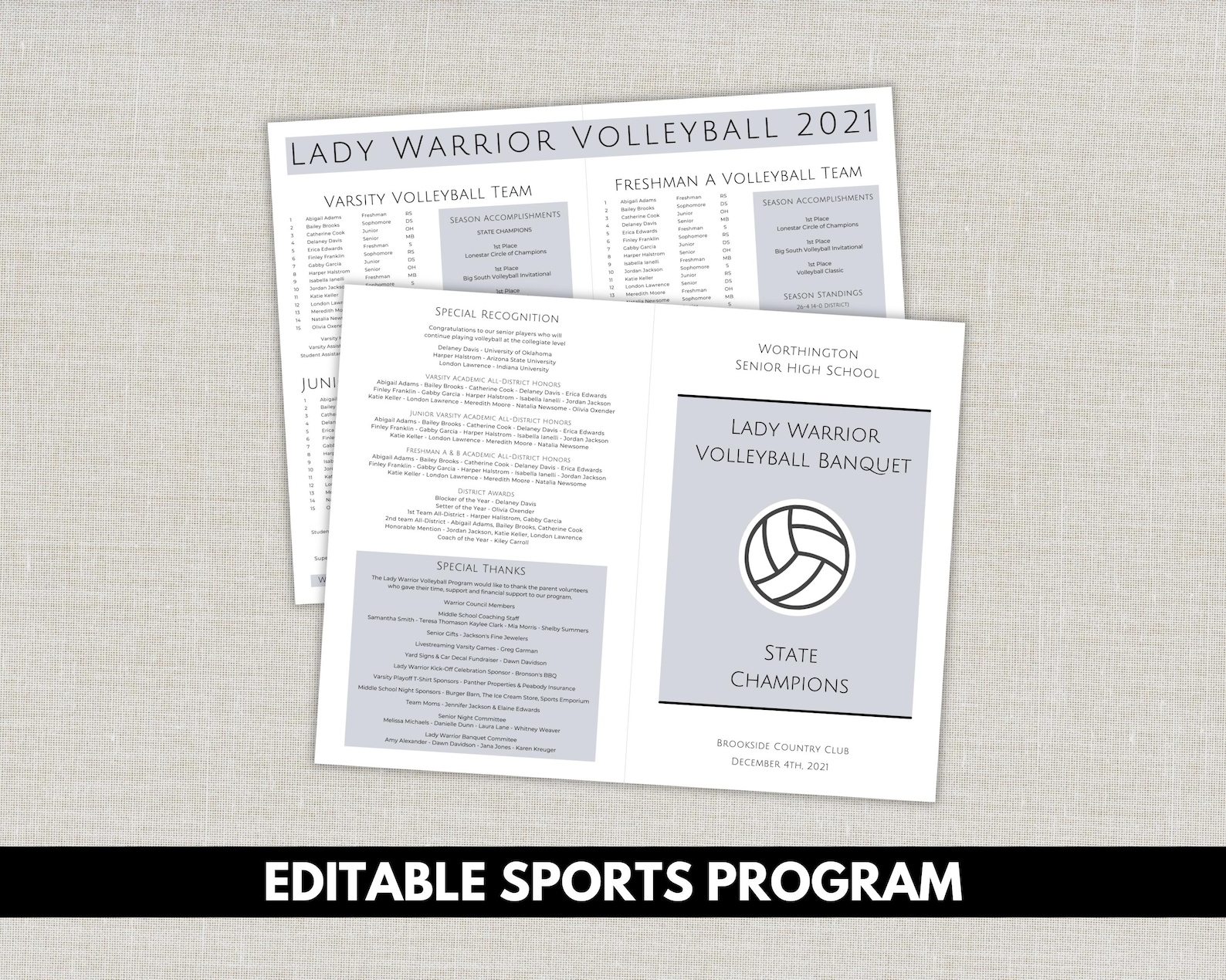 Fold Programs Bi-fold Program Template, Printable and Editable Folded Program ...