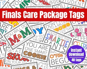 Finals Care Package Tags, Printable Gift Tags for Students, College Care Package Kit, Test Taking Survival Kit College Daughter or Son Gift