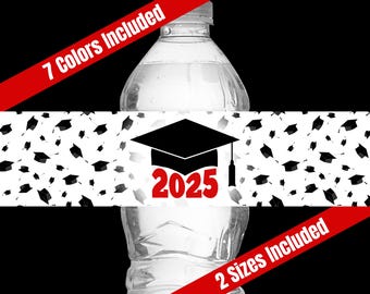 Graduation Water Bottle Wrappers, Graduation Class of 2025 Grad Party Decor, Senior Class of 2025 Commencement Goodie Bag Party Favors
