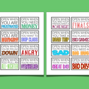Open When Letters Printable Envelope Labels or Cards College - Etsy