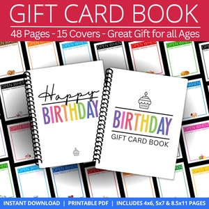 Libro de tarjetas de regalo imprimible "Abrir cuando cumple años", porta tarjetas de regalo para cumpleaños importantes, kit de supervivencia con paquete de ayuda para feliz cumpleaños, regalo para todas las edades