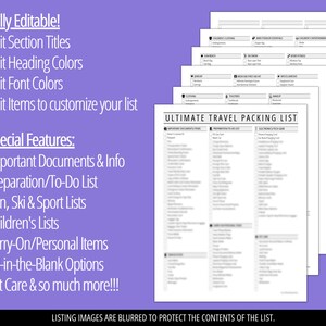 Ultimate Travel Packing List, Printable Packing Planner List Planner ...