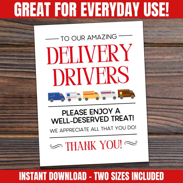Everyday Use Delivery Driver Thank You Sign Printable, Year Round Package Delivery Sign, Take a Snack Sign, Mail Carrier Package Delivery