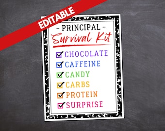 Kit de supervivencia para directores, etiqueta de regalo, paquete de agradecimiento, bolsa de obsequios, bolsa de regalos, reconocimiento al personal escolar, cuaderno de composición para subdirectores