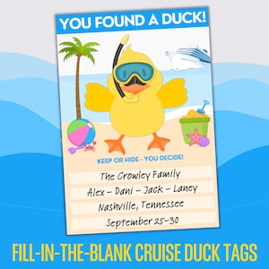 Kreuzfahrt Enten Geschenkanhänger, Cruise Essentials Cruise Duck Tags, Sie haben eine Enten-Schnitzeljagd druckbar gefunden, Gummienten-Jagd-Kreuzfahrtgeschenke